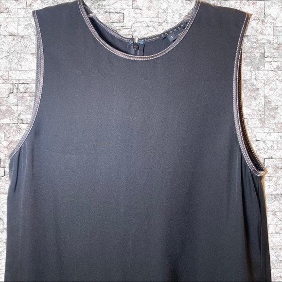 THEORY Bringam 100% Silk Tank With Leather Trim, Size Small - Picture 6 of 12